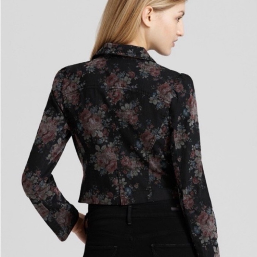 Free People Floral Distressed Y2K Cropped Blazer - Picture 6 of 9